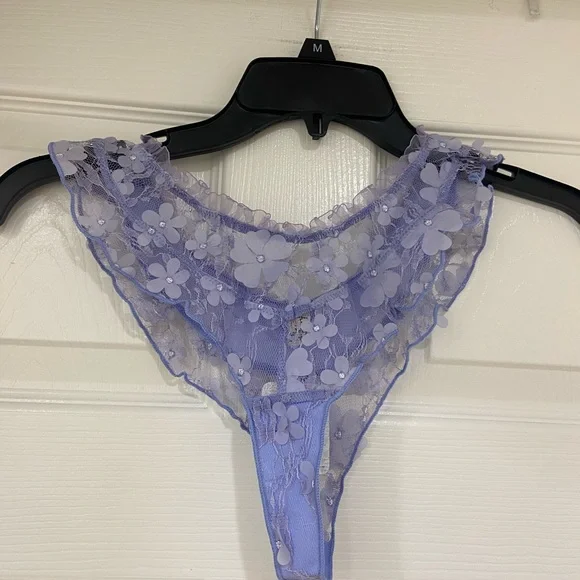 New 2 pc Free People Lavender Chemise Floral Appliqué Dress with Panties